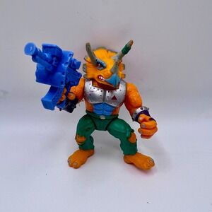 Vintage 1990 TMNT Triceraton Action Figure Playmates Mirage Studios With Weapon